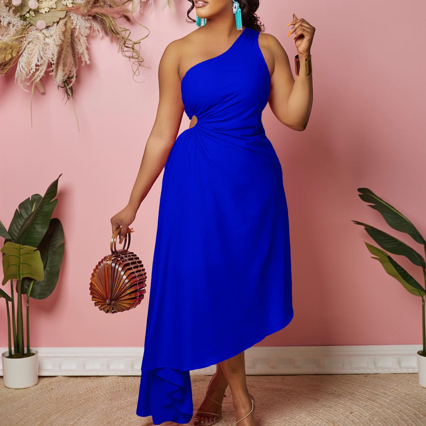 Damen Asymmetrisches Abendkleid mit gefaltetem Saum Stalluxe