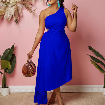 Damen Asymmetrisches Abendkleid mit gefaltetem Saum Stalluxe
