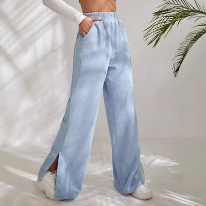 Women's Ribbed Wide-Leg Trousers Stalluxe