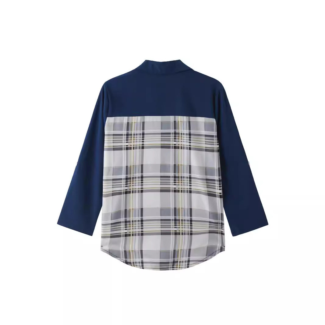 Damen Bluse mit modischem Karomuster und eleganter Knopfleiste Stalluxe