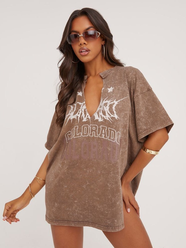 Damen Vintage Oversized T-Shirt mit einzigartigem Grafikdesign Stalluxe