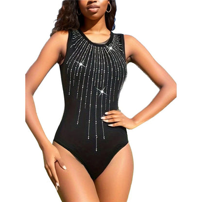 Damen Eleganter Bodysuit mit Strassverzierung Stalluxe