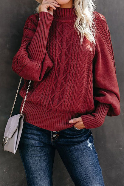 Damen Strickpullover mit hohem Kragen und volumetrischen Ärmeln Stalluxe