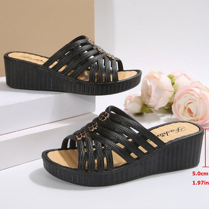 Damen Wedge-Sandalen mit geschichtetem Komfortsohle und modischem Riemendesign Stalluxe