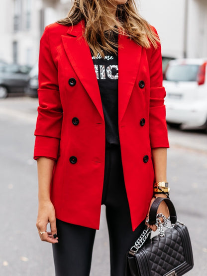 Damen eleganter Blazer mit doppelter Knopfleiste und tailliertem Schnitt Stalluxe