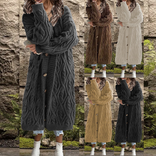 Damen Grobstrick-Kimono mit angesagtem Zopfmuster und praktischen Taschen Stalluxe