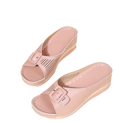 Damen Bequeme Wedge-Sandalen mit modischer Schnalle Stalluxe