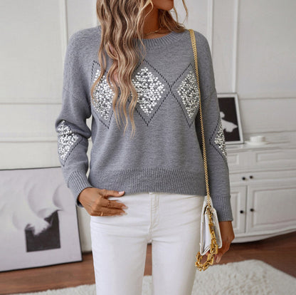 Damen Glitzernder Pullover mit Diamantmuster Stalluxe