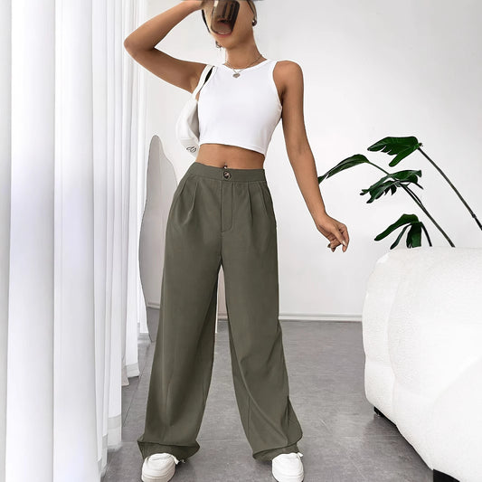 Damen elegante weit geschnittene Hochbund-Hosen Stalluxe