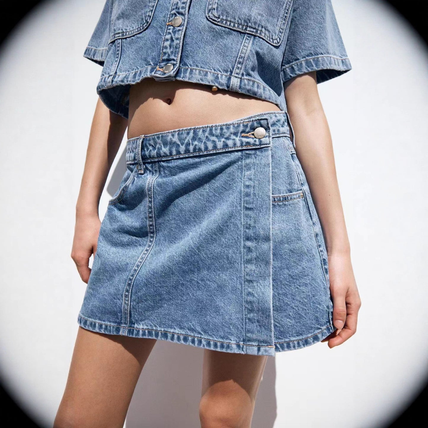 Damen Denim-Cropjacke mit aufgesetzten Taschen Stalluxe