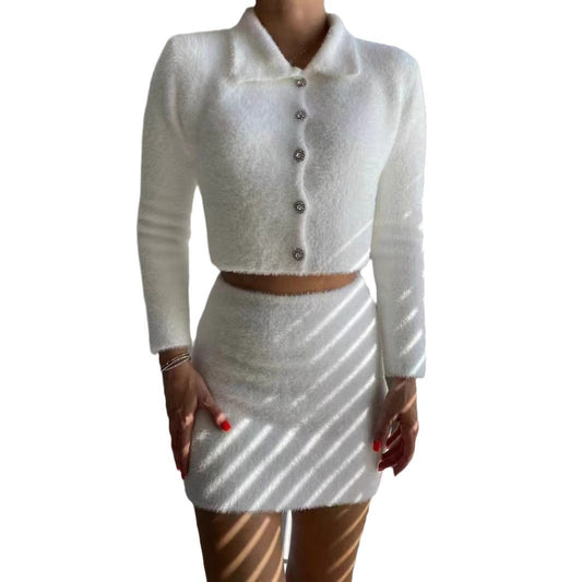 Damen elegantes Tweed-Kleid mit schickem Blazer