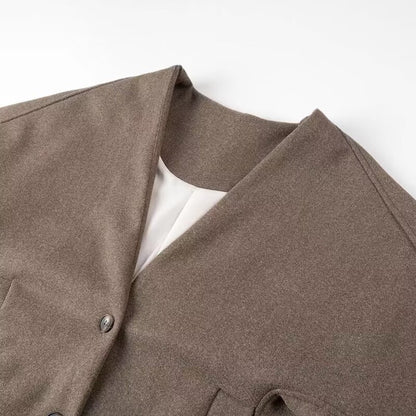 Damen elegante modische Jacke mit strukturiertem Gewebe und langen Ärmeln Stalluxe