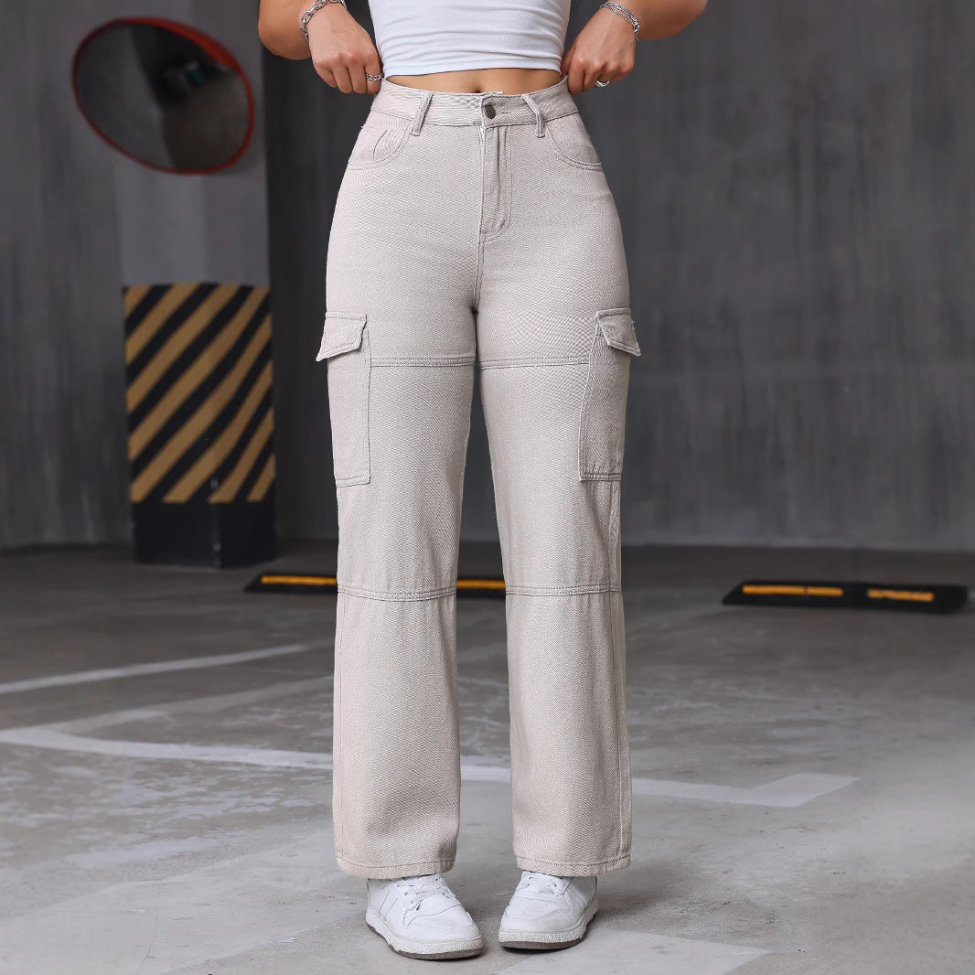 Damen Cargo-Jeans mit weitem Bein und praktischen Seitentaschen Stalluxe