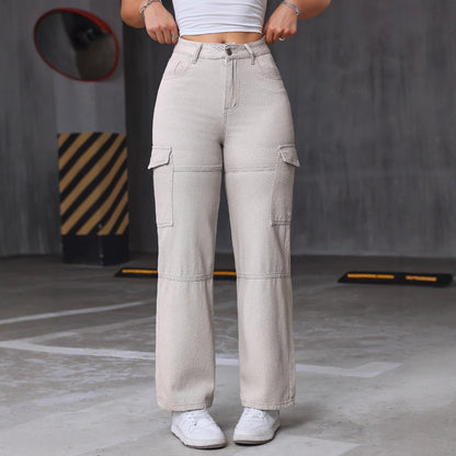 Damen Cargo-Jeans mit weitem Bein und praktischen Seitentaschen Stalluxe