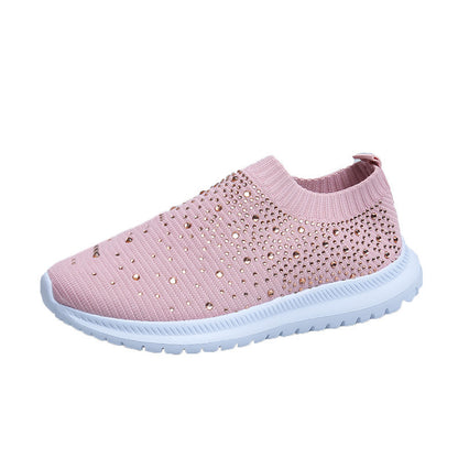Damen Sportliche Slip-On Sneakers mit funkelnden Strassapplikationen Stalluxe