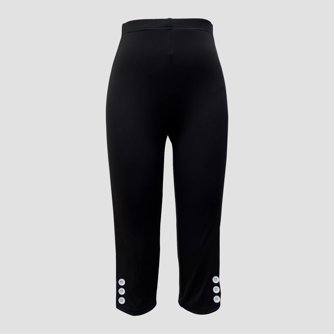 Damen Capri-Hose mit modischen Knopfdetails Stalluxe