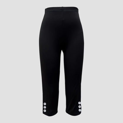 Damen Capri-Hose mit modischen Knopfdetails Stalluxe