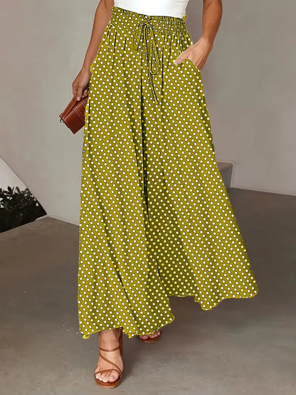 Damen Weite Palazzo-Hose mit elastischem Bund und modernen Punkten Stalluxe