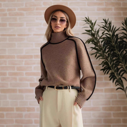 Damen Pullover mit hohem Kragen und modernen Strukturdetails Stalluxe