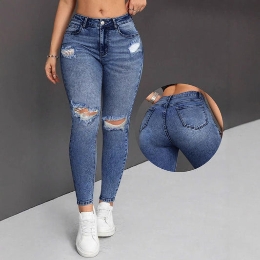 Damen Slim-Fit Ripped Jeans Stalluxe
