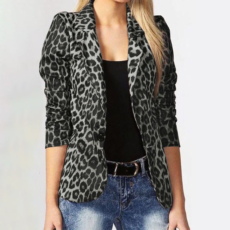 Damen Modischer Blazer im Leopardenmuster mit eleganten Details Stalluxe