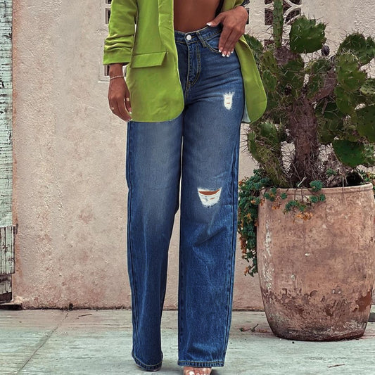 Damen Weit geschnittene Jeans mit Destroyed-Effekten Stalluxe