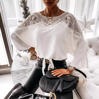 Damen Elegante Bluse mit Spitzenpartie Stalluxe