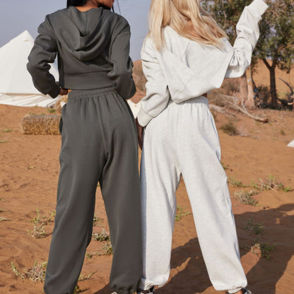 Damen lässiger Cropped Hoodie und Jogginghose mit Gummizug Stalluxe