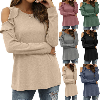 Damen Langarmshirt mit Cut-out-Ärmeln und Rüschendetail Stalluxe
