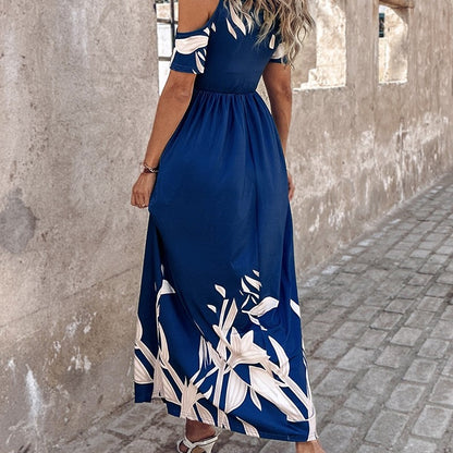 Damen Maxikleid mit kalten Schultern und floralem Druck Stalluxe