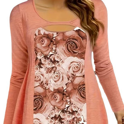 Damen Langarmshirt mit exklusivem Blumenmuster und verspieltem Ausschnitt Stalluxe