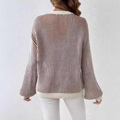 Damen Strickpullover mit breitem Rippdesign und lässigen Ballonärmeln Stalluxe