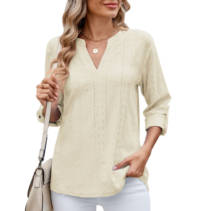 Damen Elegantes und luftiges Blusenshirt mit V-Ausschnitt Stalluxe