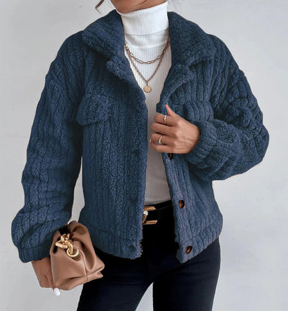 Damen kuschelige Overshirtjacke mit strukturiertem Fell Stalluxe