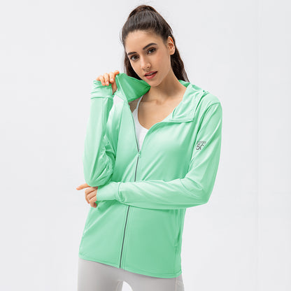 Damen Atmungsaktive Sportjacke mit Kapuze und Reißverschluss Stalluxe