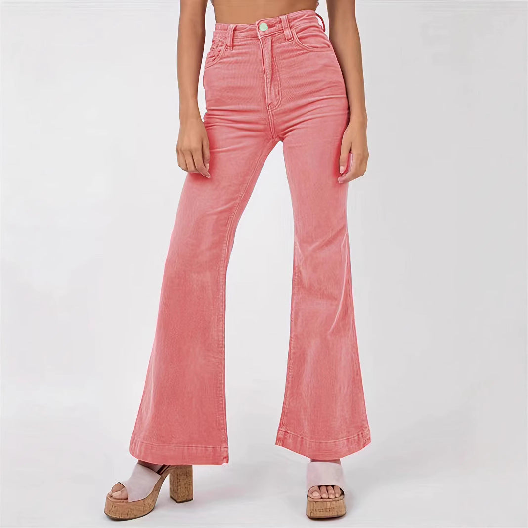 Damen weite High-Waist Flared Jeans Stalluxe
