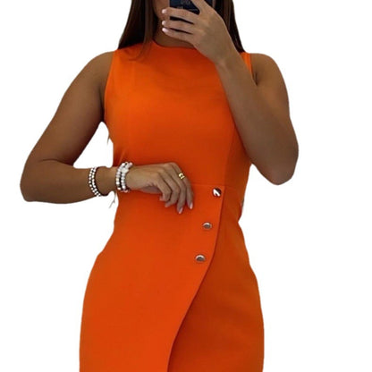 Damen Kurzkleid mit asymmetrischem Knopfdetail Stalluxe