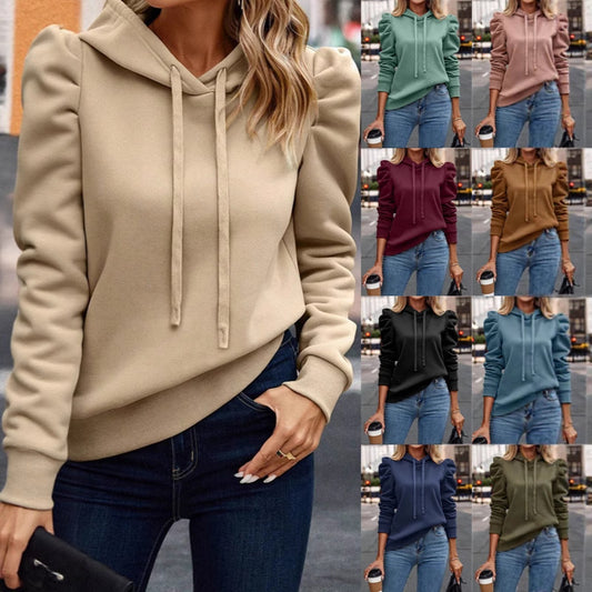 Damen sportlicher Hoodie mit Puffärmeln Stalluxe