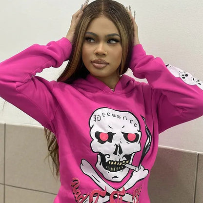Damen Sweatshirt mit auffälligem Totenkopf-Design und grafischem Druck Stalluxe