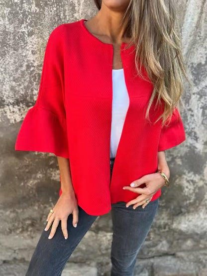 Damen Modische Jacke mit weitem Ärmel und leicht strukturiertem Stoff Stalluxe