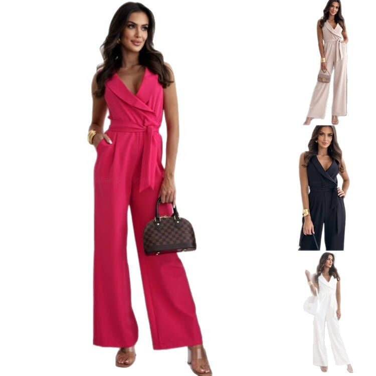 Damen eleganter Jumpsuit mit Wickeldesign und tailliertem Schnitt Stalluxe