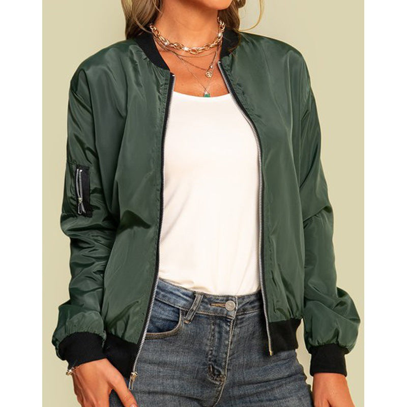 Damen stylische Bomberjacke mit praktischem Reißverschluss und seitlichen Taschen Stalluxe