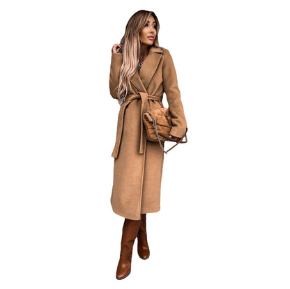 Damen eleganter Wool-Mantel mit Gürtel und zeitloser Silhouette Stalluxe