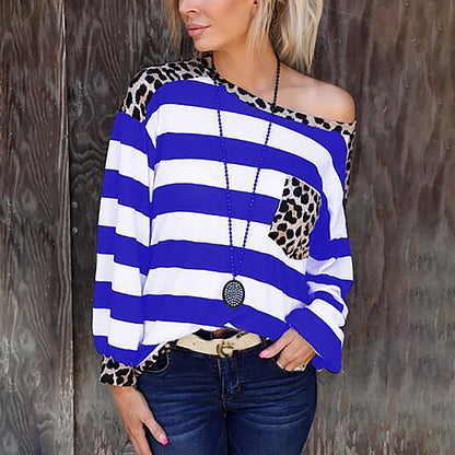 Damen lässiger Pullover mit modernem Streifenmix und Animal-Print Stalluxe