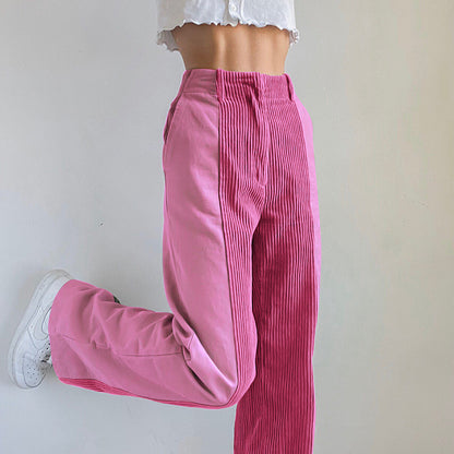DamenLocker geschnittene High-Waist-Hosen mit vertikalen Rippdetails Stalluxe