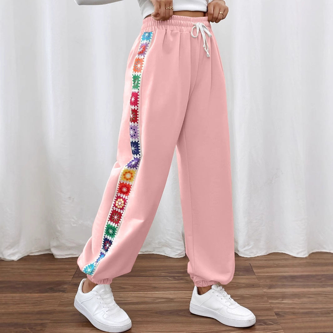 Damen Freizeithose mit buntem Blümchenmuster und elastischem Bund Stalluxe