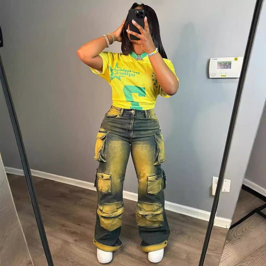 Damen Cargo-Jeans mit trendigem Schnitt und mehreren praktischen Taschen Stalluxe