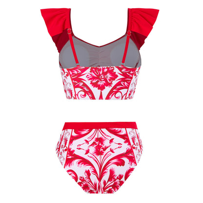 Damen Badeanzug-Set mit elegantem Rüschenschnitt und floralem Design Stalluxe