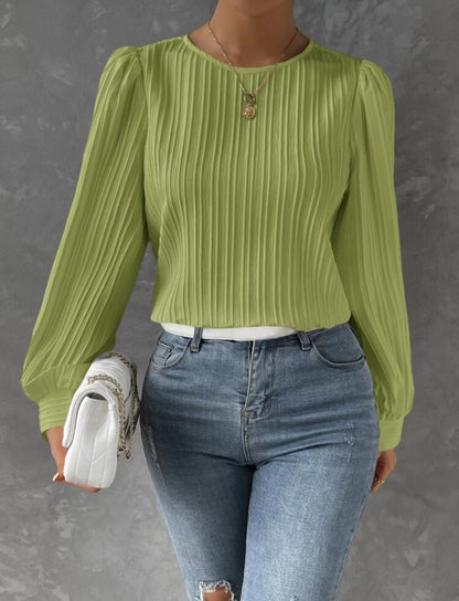 Damen Faltenbluse mit langen Ärmeln Stalluxe