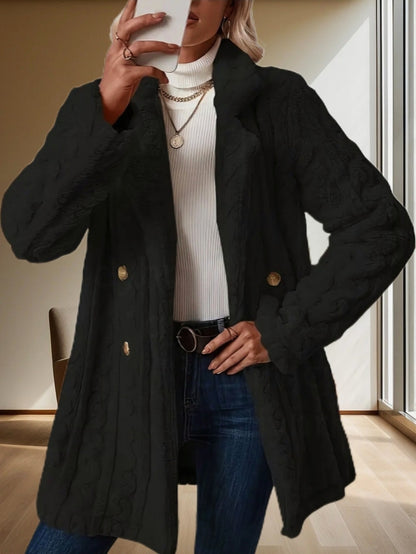 Damen Plüschmantel mit strukturiertem Design und großen Knöpfen Stalluxe